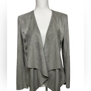 VIGOSS / Gray Faux Suede Open Front Blazer / Small / Modern Boho Preppy Goth